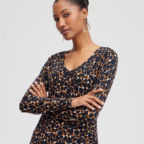 Chico’s Spun Rayon Mosaic
V-neck Pullover Sz 4 - Picture 1 of 3